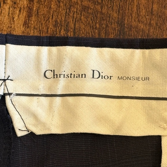 Christian Dior | Vintage Tonal Plaid Navy Blue Wool 2-pc Suit, Jacket Size 46R - Picture 11 of 15